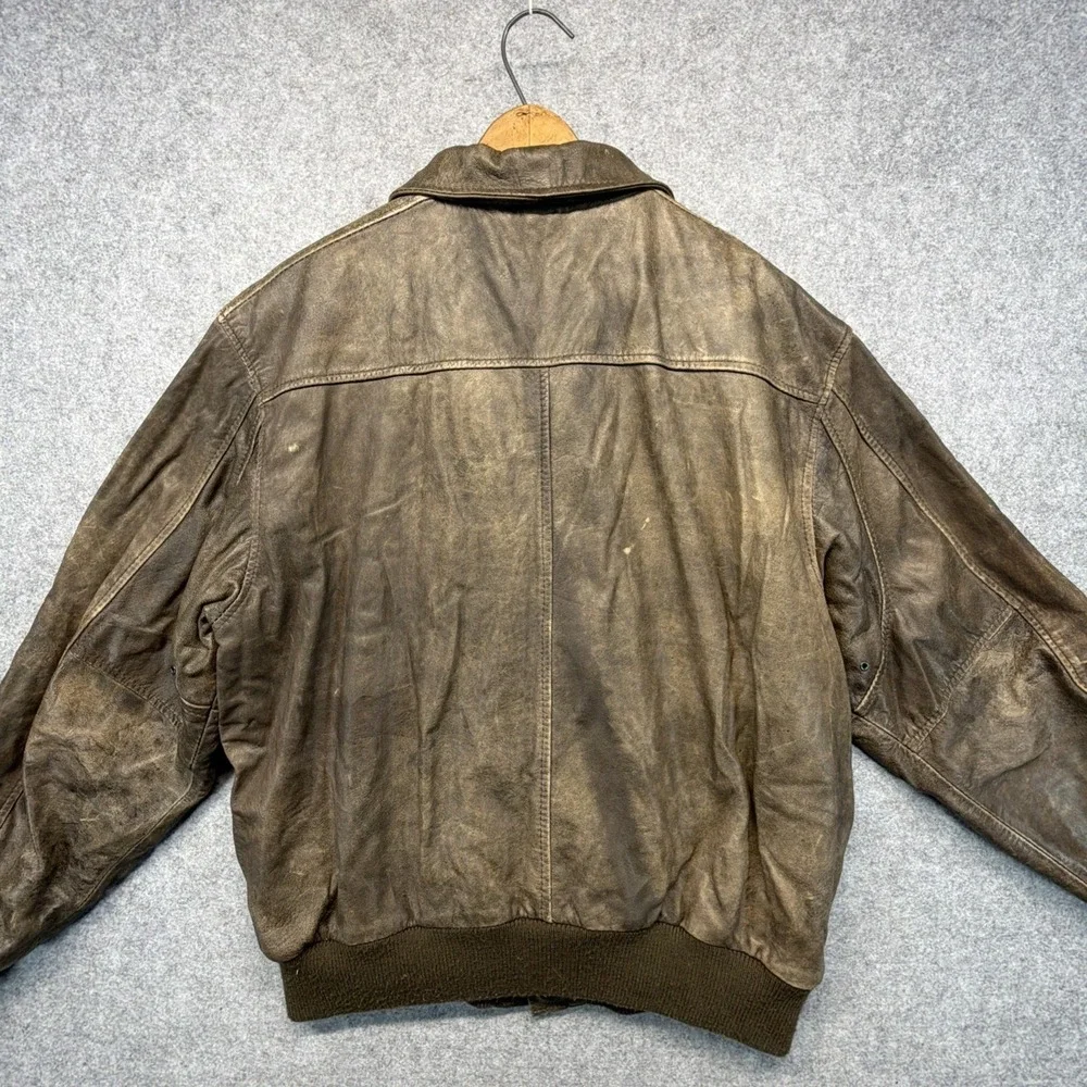 Vintage Aeropostale A-2 Military Leather Bomber Flight Jacket Chocolate Brown 40